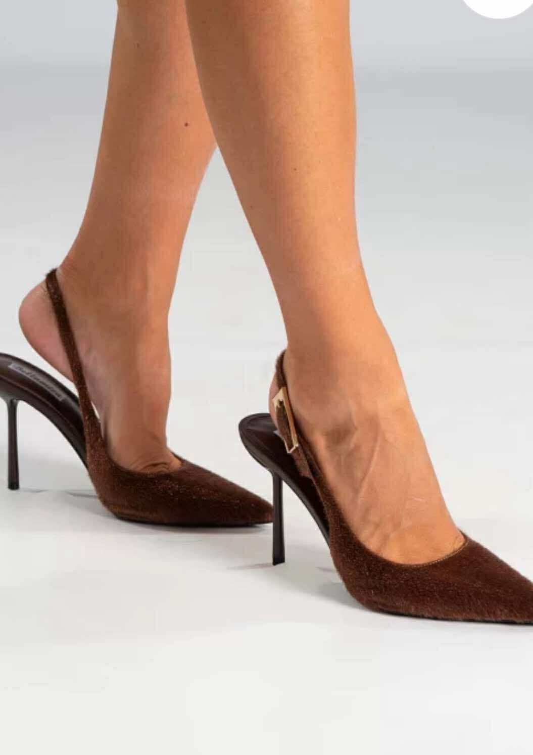 8027 - Brown Faux Fur Heels