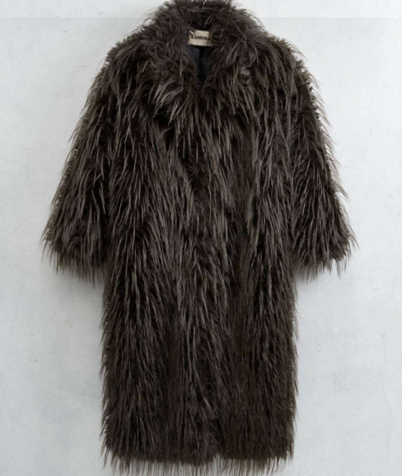 0136 - Lumina Charcoal Faux Fur Coat