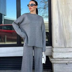 3794 - Knitted Loungewear Set – Grey