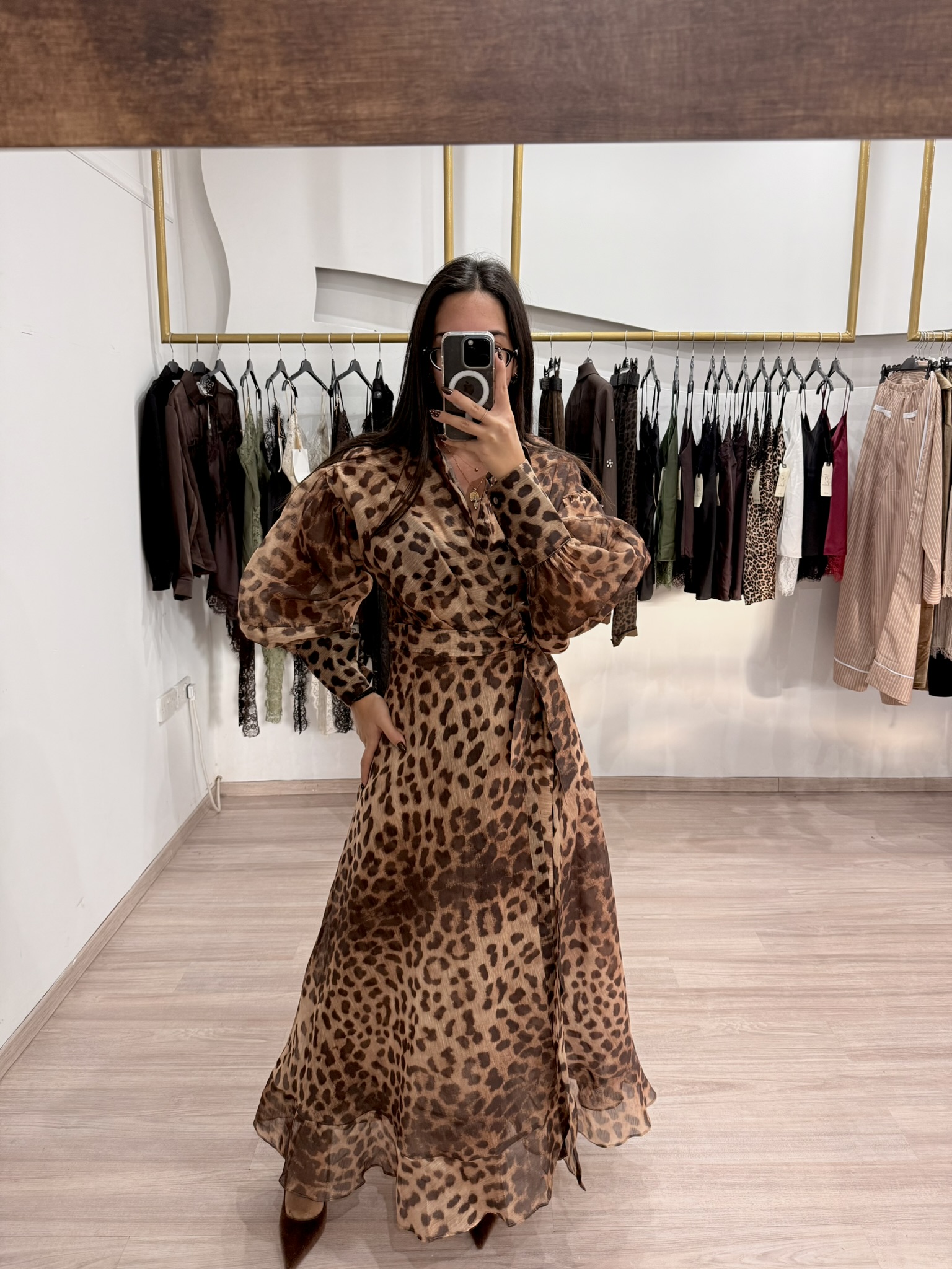 1402 - Leopard Print Wrap Maxi Dress - Image 4