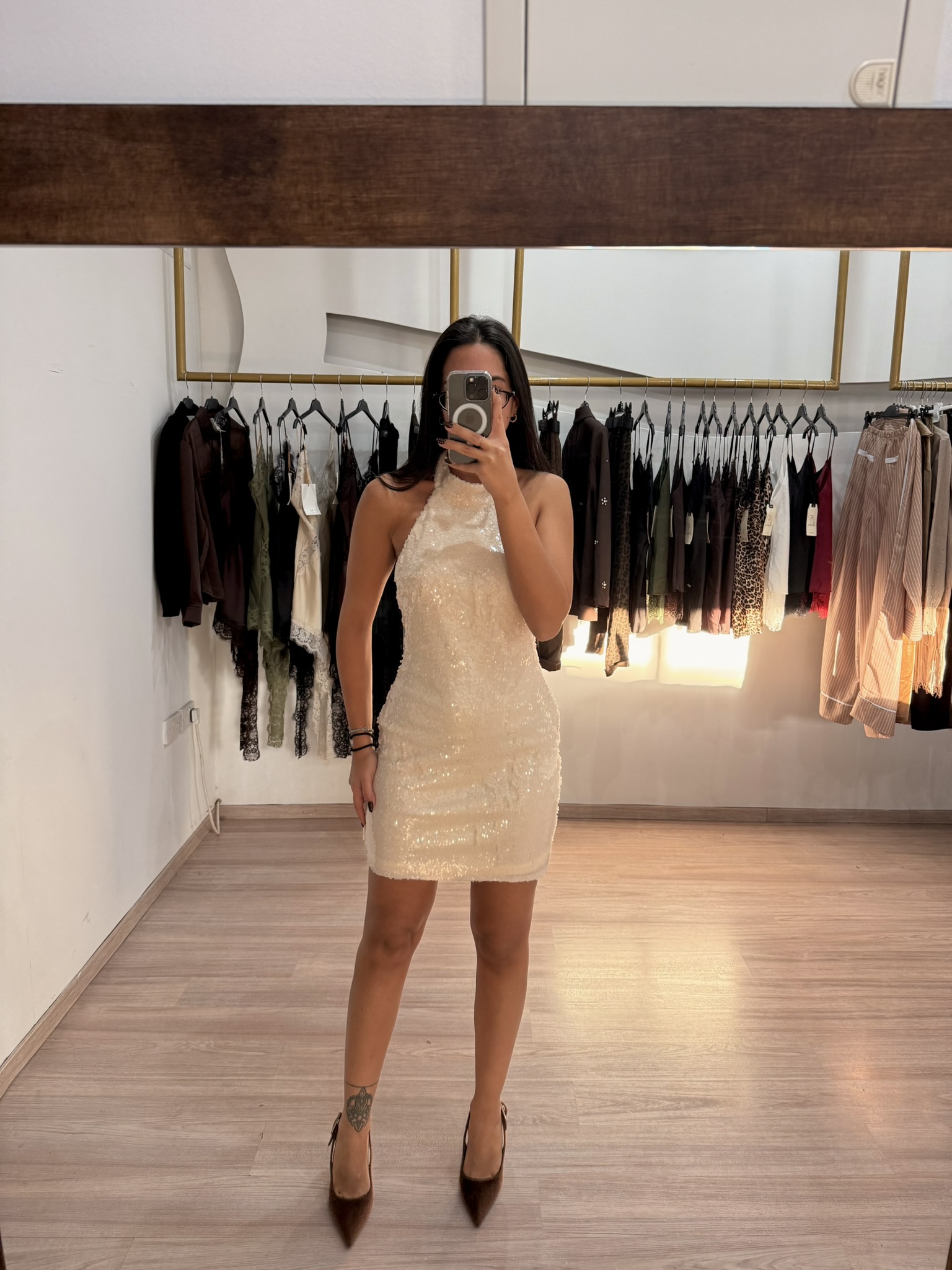 1403 - Sequin Mini Dress and Open Back - Image 7