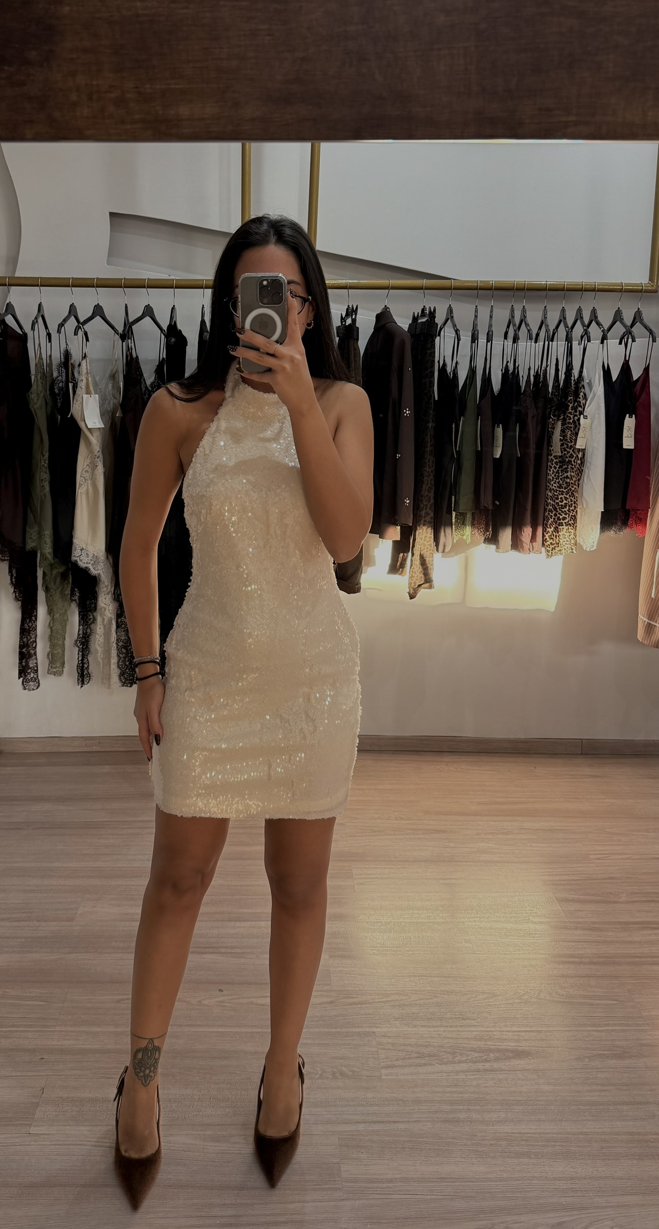 1403 - Sequin Mini Dress and Open Back - Image 6