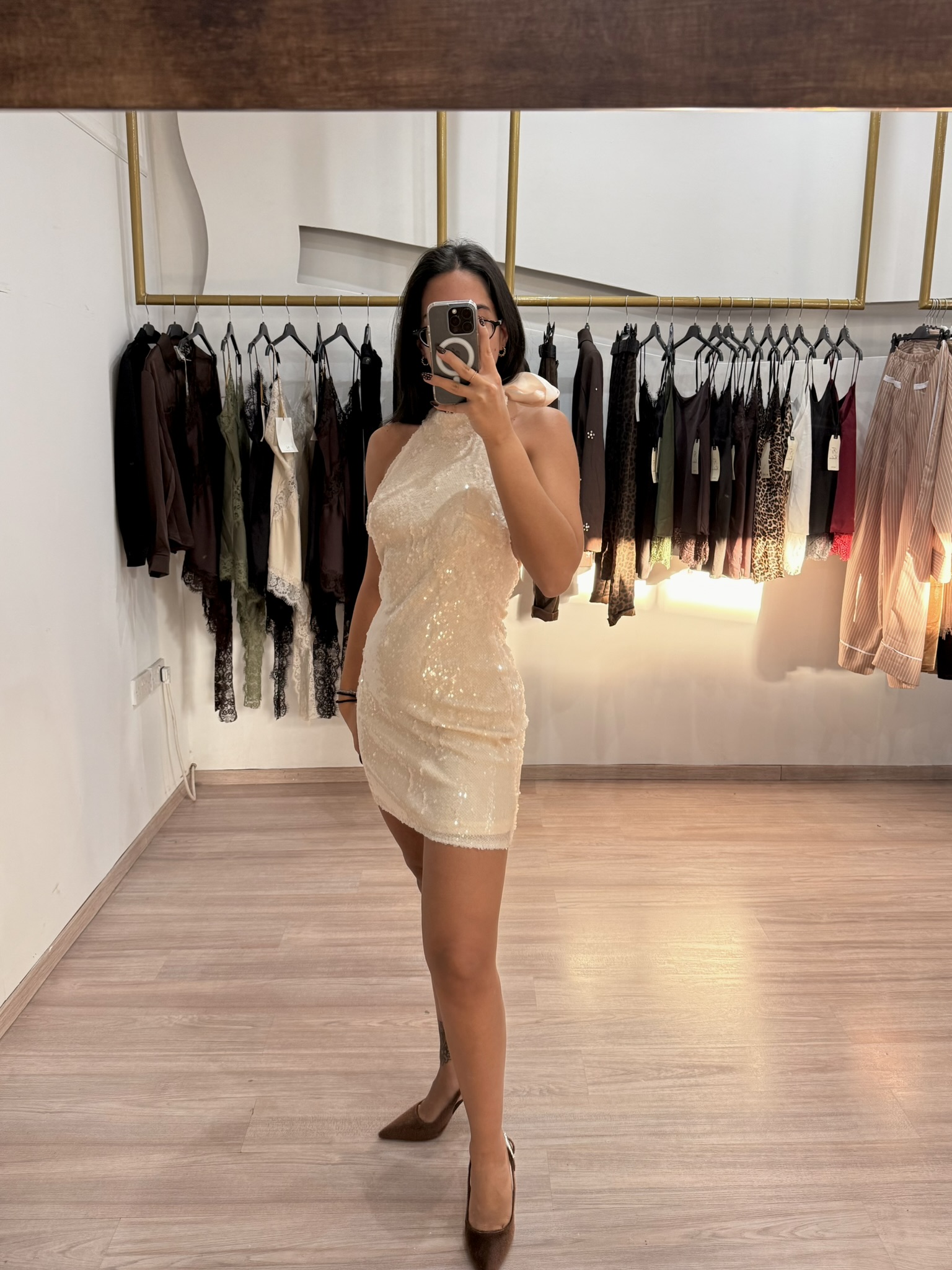 1403 - Sequin Mini Dress and Open Back - Image 2