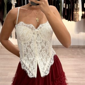 6058 - White Lace Corset Top