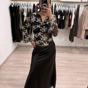 6061 - Sheer Embroidered Mesh Top (4 colours)