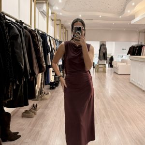 1406 - Bordeaux Midi Open-back Dress