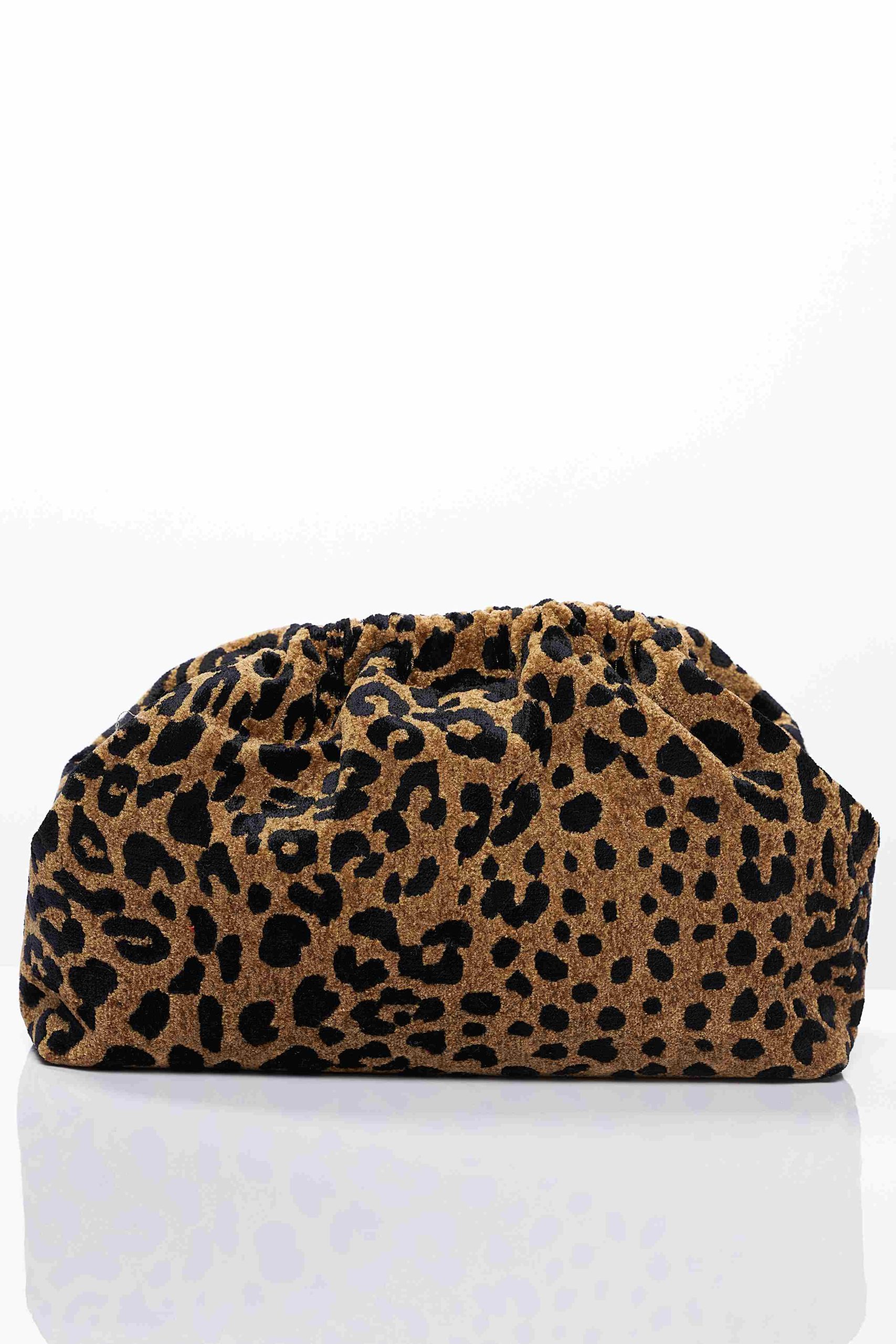 SO005 - Sorena LEOPARD Large Velvet Brown Bucket Bag - Image 4