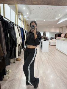 3854 - Black Striped Lounge Set