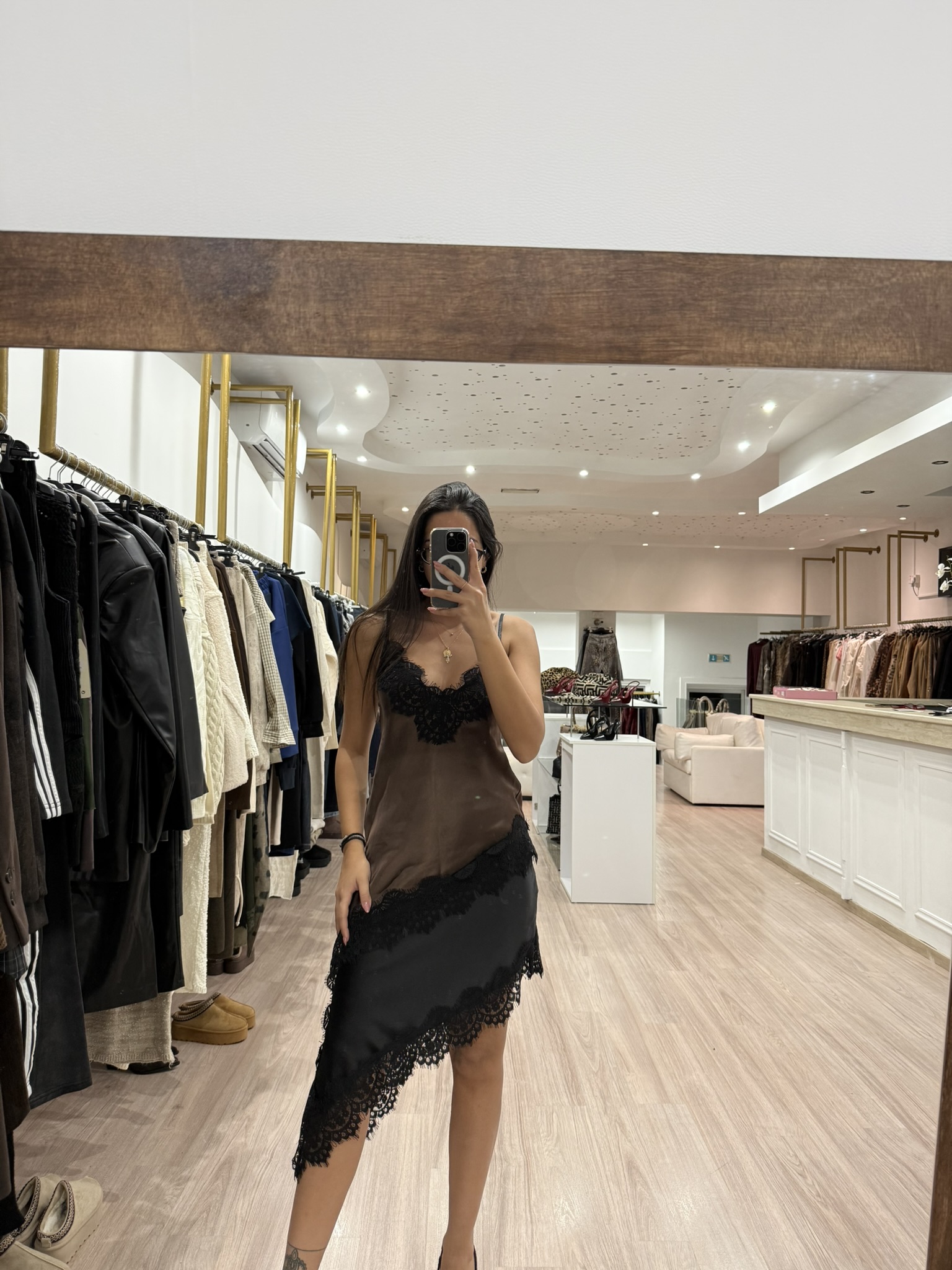 6079 - Satin Lace Top (Mocha) - Image 2