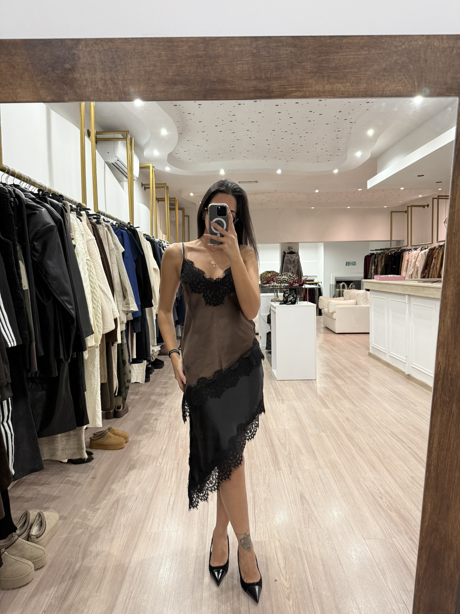 6079 - Satin Lace Top (Mocha) - Image 5