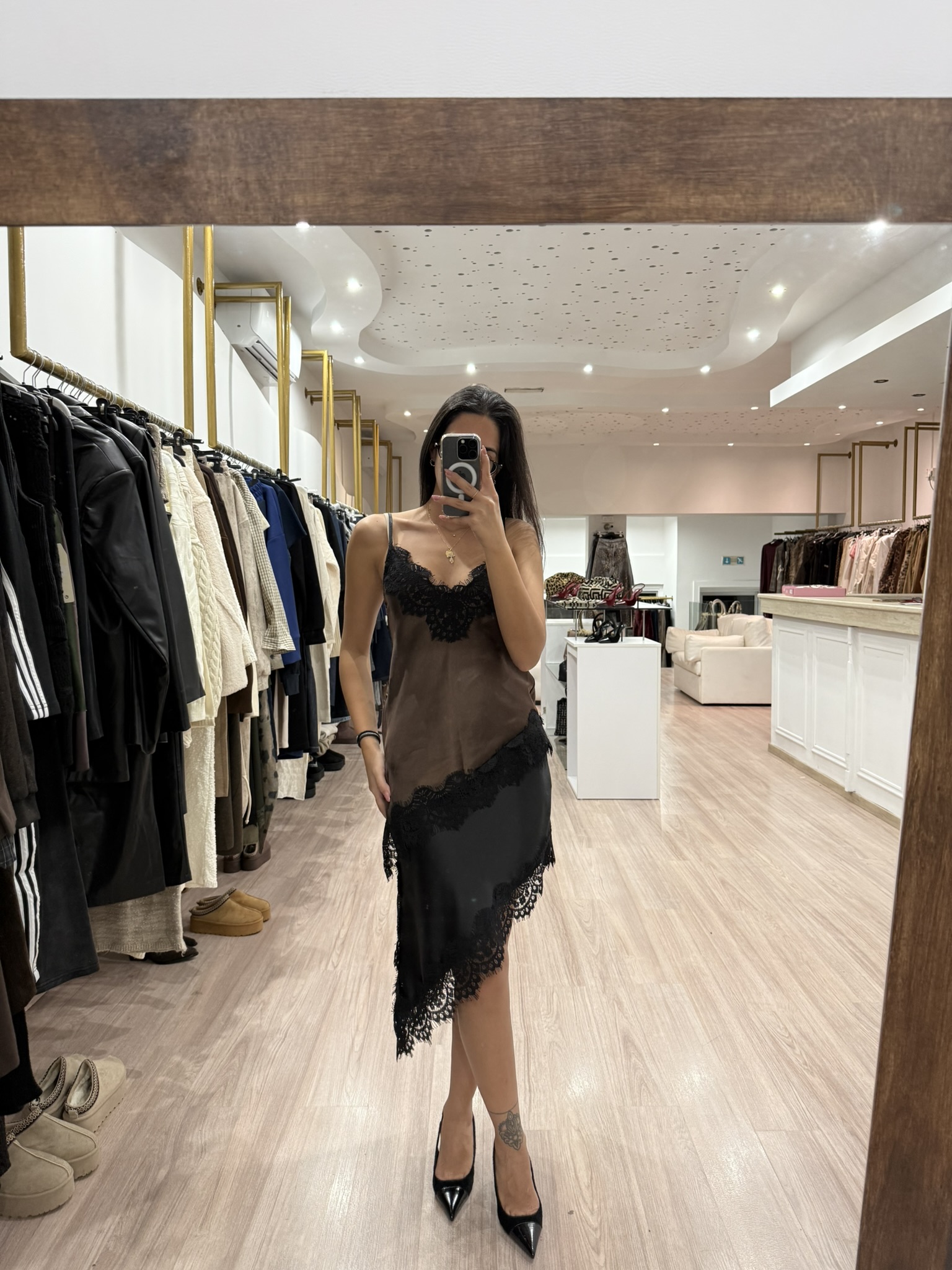 6079 - Satin Lace Top (Mocha) - Image 4