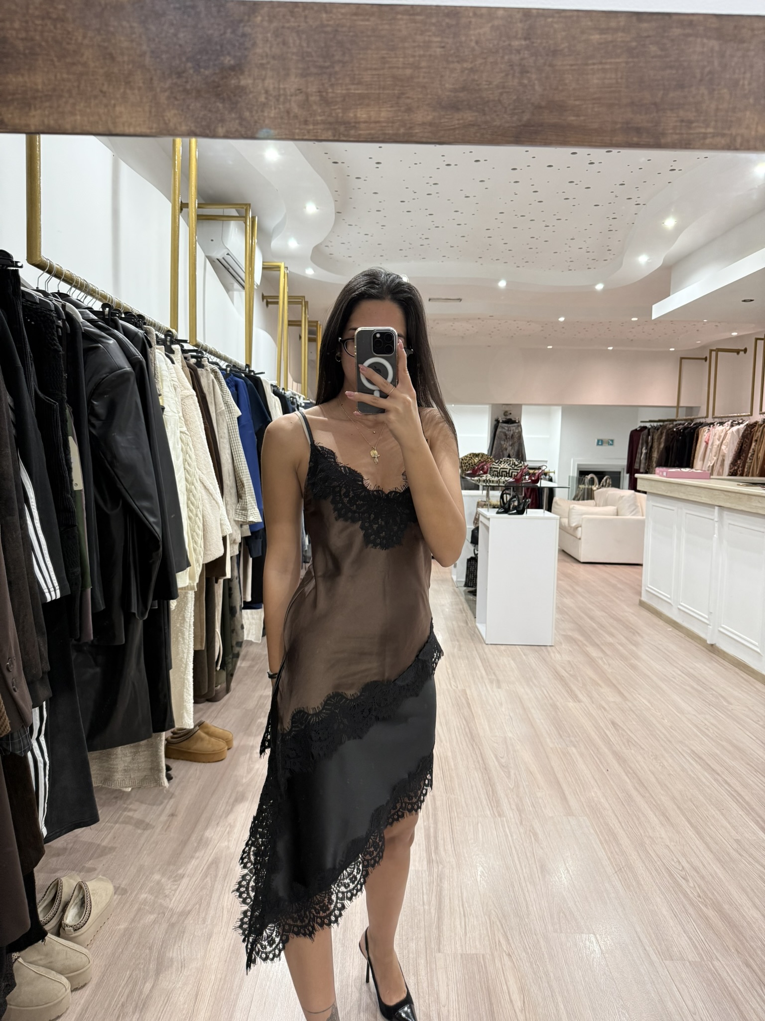 6079 - Satin Lace Top (Mocha)