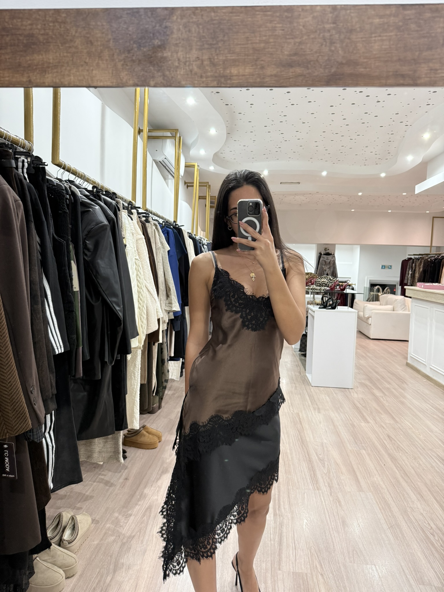 6079 - Satin Lace Top (Mocha) - Image 3