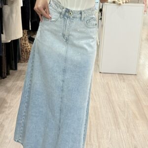 5174 - Strass Denim Maxi Skirt